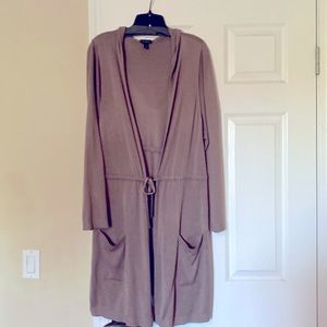 Taupe colored hooded sweater